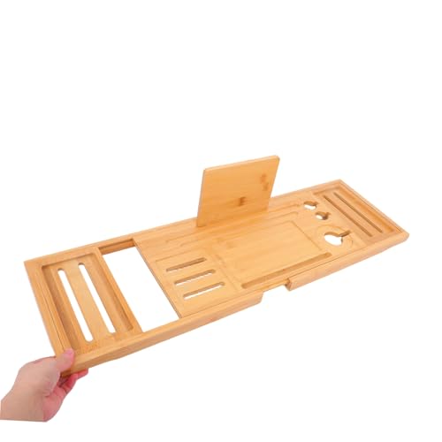 Expandable Bamboo Bathtub Tray Bath Organizer with Design for Various Tub Versatile Storage for Shower Essentials Non-Slip Secure Bath Accessory