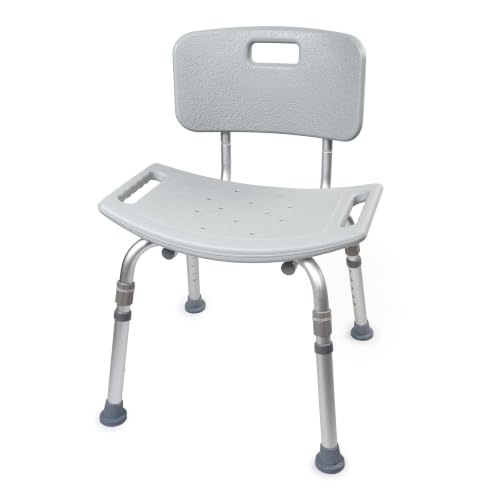 McKesson Bath Bench with Removable, 19 1/4 in, 15 1/2 in, 19 1/2 in, 1 ct | Aluminum Frame, Without Arms, Gray, Seat Width, to Height