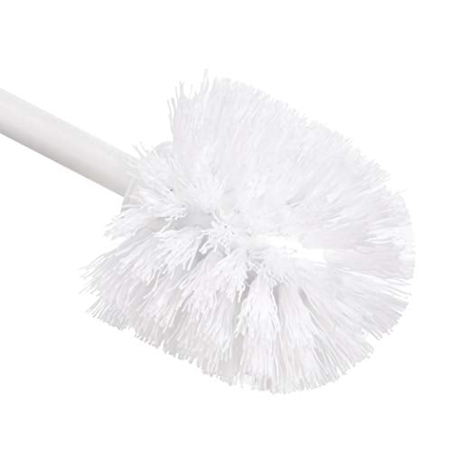 Amazon Basics Toilet Brush and Holder Set, Heavy-Duty Bristle Scrub Brushes with Non-Slip Handle, White, 4-Pack