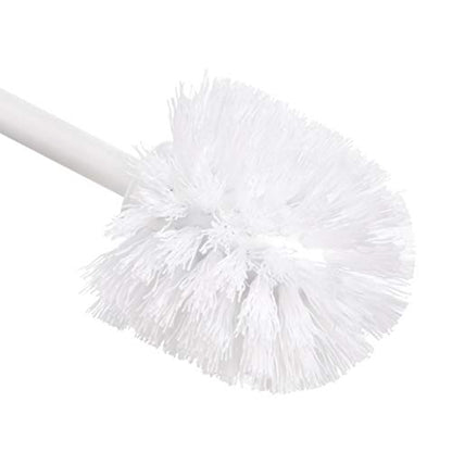 Amazon Basics Toilet Brush and Holder Set, Heavy-Duty Bristle Scrub Brushes with Non-Slip Handle, White, 4-Pack