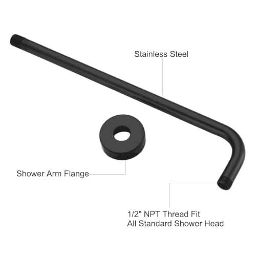 12 Inch Rain Shower Head With 15 Inch Extension Arm, Stainless Steel Large Rainfall, Luxury Square-Waterfall Full Body Coverage-Easy to Install (Matte Black) - color: Oil Rubbed Bronze Black