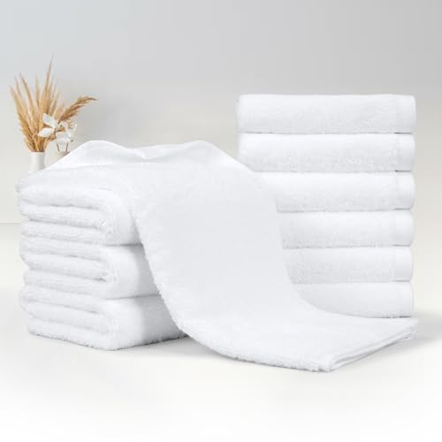 Amazon Basics Soft and Thick Cotton Hand Towels for Gym, Quick Drying, 16 x 26 in, White, 24-Pack - color: White, size: 24 Pack