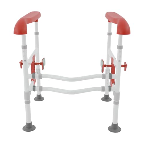 Toilet Safety Rails for Seniors Heavy Duty Toilet Safety Frame, 330Lbs Carbon Steel Adjustable Height and Width, Toilet Grab Bar Arms for Elderly Disabled & Shower, Orange