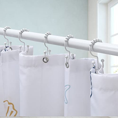 Shower Curtain Hooks, Goowin Shower Curtain Rings, Stainless Steel Shower Curtain Hooks Rust Proof Free Sliding Double Shower Hooks for Curtain, Shower Curtains & Liners (White) - color: White