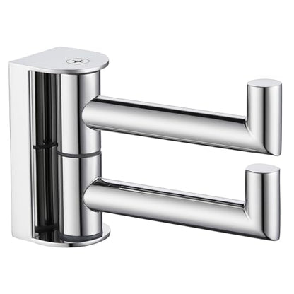 Angle Simple Swivel Robe Hook, Bathroom Towel Double Hook, Polished Chrome | SUS304 Stainless Steel, 2 Arms Hand Towel Holder for Kitchen Closet Entryway, Fold Flat when Not in Use, Screws Mounted - color: Polished Chrome, size: 1 Pack