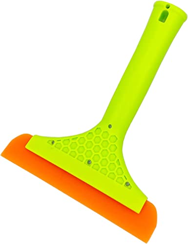 Super Flexible Silicone Squeegee, Auto Water Blade, Water Wiper, Shower Squeegee, 5.9'' Blade and 7.5'' Long Handle, for Car Windshield, Window, Mirror, Glass Door - color: Green