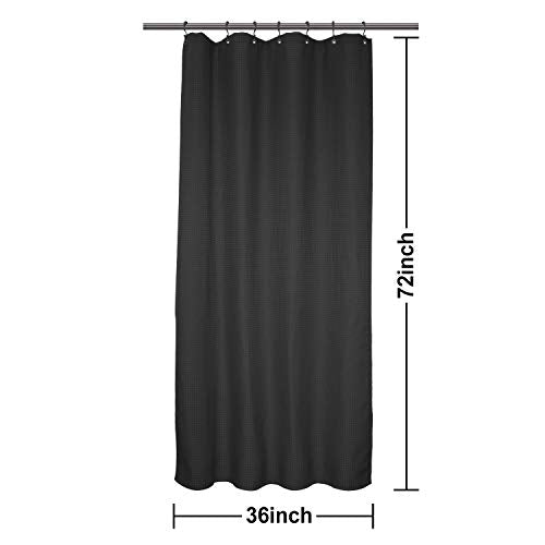 Barossa Design Waffle Weave Stall Shower Curtain Fabric 36 x 72 Inch, Black | Hotel Luxury Spa, 230 GSM Thick Fabric, Water Repellent, Machine Washable, 36W x 72H for Bathroom Stall - color: Black, size: 36"W x 72"L (Pack of 1)