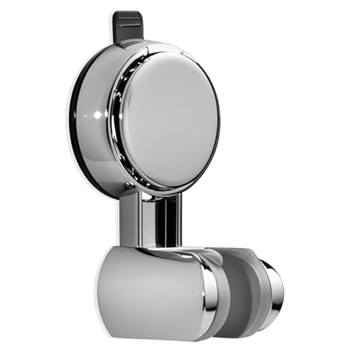 Suction Cup Hand held Shower Head Holder- Reusable - 5 Angles Adjustable - Bathroom Wall Mount Shower Wand Holder - Polished Chrome