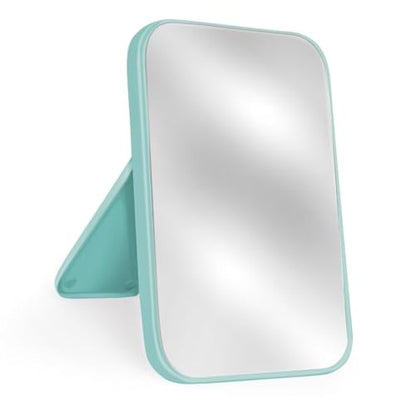 8-Inch Table Desk Vanity Makeup Mirror, Simple Portable Travel Mirror with Stand, Standing and Wall Hanging Dual-use, Blue - color: Blue