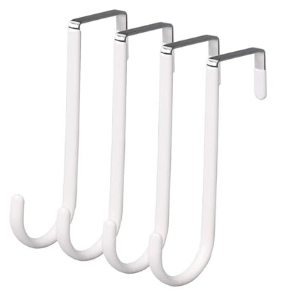 Over The Door Hooks, 4 Pack Hangers Hooks with Rubber Prevent Scratches Heavy Duty Organizer for Living Room, Bathroom, Bedroom, Kitchen Hanging Clothes, Towels, Hats, Coats