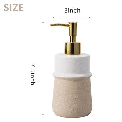 Beige Ceramic Soap Dispenser for Kitchen, Refillable Hand Dispenser Pump, 12Oz Lotion Dispenser Bathroom for Dish Soap, Hand soap. - color: Beige