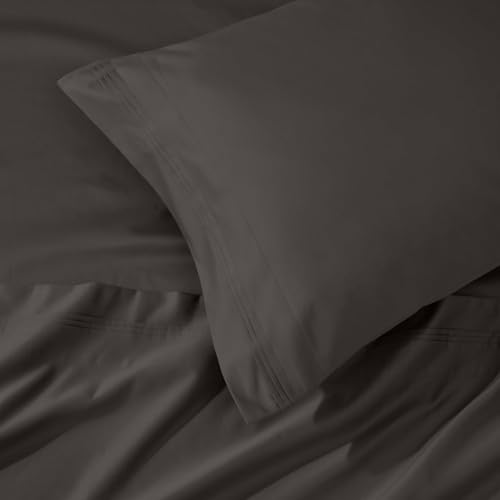 SUPERIOR Egyptian Cotton 4 Piece Sheet Set, Luxury 1000 Thread Count, Eco-Friendly, Sustainable Sheets, Basics, Solid, Deep Pocket Fitted Sheet, Flat Sheet, Pillowcases, Olympic Queen, Charcoal - color: Charcoal, size: Super Queen