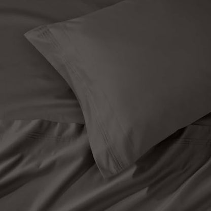 SUPERIOR Egyptian Cotton 4 Piece Sheet Set, Luxury 1000 Thread Count, Eco-Friendly, Sustainable Sheets, Basics, Solid, Deep Pocket Fitted Sheet, Flat Sheet, Pillowcases, Olympic Queen, Charcoal - color: Charcoal, size: Super Queen