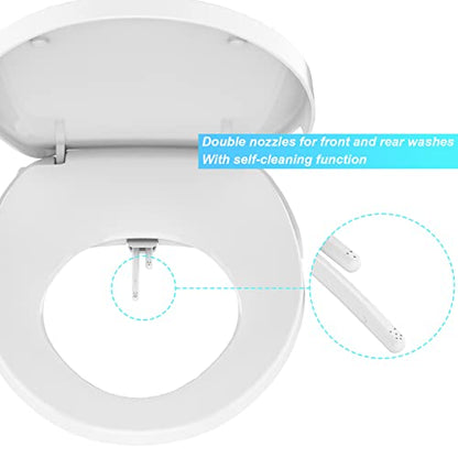Bidet Toilet Seat Round, Non-Electric Bidet with Self Cleaning Dual Nozzles, Slow Close Lid, Bidet Attachment for Toilet Seat - color: Round(Non-Electric)