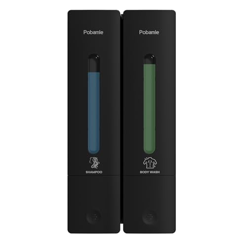 Shampoo Dispenser for Shower - Shower Soap Dispenser Wall Mounted No Drill - Shampoo Body Wash Dispenser 2 Chamber - Easy Install for Bathroom Hotel Black 800ml - color: Black 2 Chamber