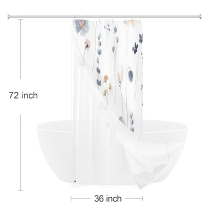 Small Stall 3 in 1 Shower Curtain Set, 36x72 | Narrow Half 3 in 1 Shower Curtain Set, PEVA Liner Set & 12 Double Sided Steel Hooks, Waterproof Fabric Bathroom Curtain - color: Blue, size: 36"W x 72"L (Pack of 1)