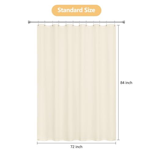 Seenus Waterproof Soft Microfiber Shower Curtain TPU Backed Lightweight, 72 x 84 Inch Extra Long Cream Washable Shower Curtain Liner with Magnets, 2 in 1 Hotel Quality Cloth Bathroom Shower Curtain - color: Cream, size: 72"W x 84"L (Pack of 1)