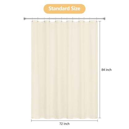 Seenus Waterproof Soft Microfiber Shower Curtain TPU Backed Lightweight, 72 x 84 Inch Extra Long Cream Washable Shower Curtain Liner with Magnets, 2 in 1 Hotel Quality Cloth Bathroom Shower Curtain - color: Cream, size: 72"W x 84"L (Pack of 1)