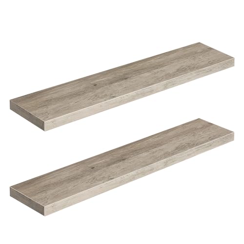 HOOBRO Floating Shelves for Wall, Wall Mounted Shelf Set of 2, 39.4" Hanging Shelf with Invisible Brackets, for Wall Decor Storage in Bathroom Bedroom Kitchen Living Room Office, Greige BG100BJP201 - color: Greige, size: 39.4 Inches