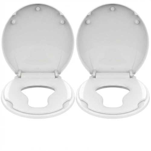 Slow-Close Elongated Toilet Seat - Soft Closing, Noiseless Design, Universal Fit for Standard Toilets, Easy Installation - color: Round, size: F2040S White