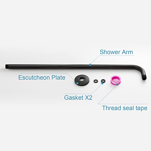 OFFO Shower Arm with Flange, 24 in Oil Rubbed Bronze Wall Mount Replacement Angle Shower Head Arm Wall-Mounted For Fixed Shower Head & Handheld Showerhead - color: Oil Rubbed Bronze, style: 24 in