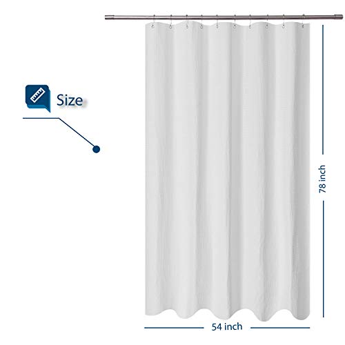 Barossa Design 54x78 Waffle Weave Long Stall Shower Curtain Fabric, White | Hotel Luxury Spa, 230 GSM Thick Fabric, Water Repellent, Machine Washable, 54 x 78 Inch for Stall - color: White, size: 54"W x 78"L (Pack of 1)