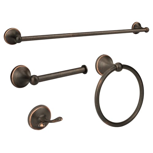 4 Piece Antique Bathroom Hardware Accessories Set Oil Rubbed Bronze,24 Inch Towel Bar Set,Towel Rack Set,Bathroom Towel Holder Set - color: Oil Rubbed Bronze