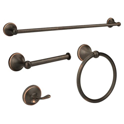 4 Piece Antique Bathroom Hardware Accessories Set Oil Rubbed Bronze,24 Inch Towel Bar Set,Towel Rack Set,Bathroom Towel Holder Set - color: Oil Rubbed Bronze