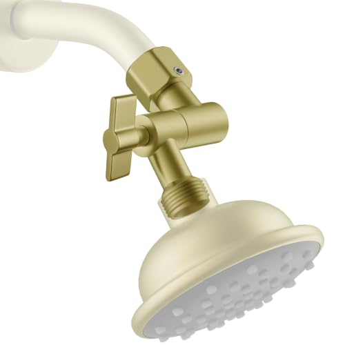 All Metal Shower Head Elbow Adapter, Adjustable Shower Head Extension Adapter Shower Arm Extension Connector for Showerhead, Wall Mounted - Brushed Gold - color: Brushed Gold