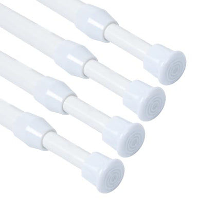 Cupboard Bars Tension Rods, 4 Pack Spring Loaded Curtain Rods 12 to 20 Inches Steel Adjustable Tension Curtain Rod Shower Rod Closet Rod Window Rods (White, 12-20 in-4 Pcs) - color: White, size: 12-20"-4Pcs
