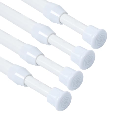 Cupboard Bars Tension Rods, 4 Pack Spring Loaded Curtain Rods 12 to 20 Inches Steel Adjustable Tension Curtain Rod Shower Rod Closet Rod Window Rods (White, 12-20 in-4 Pcs) - color: White, size: 12-20"-4Pcs