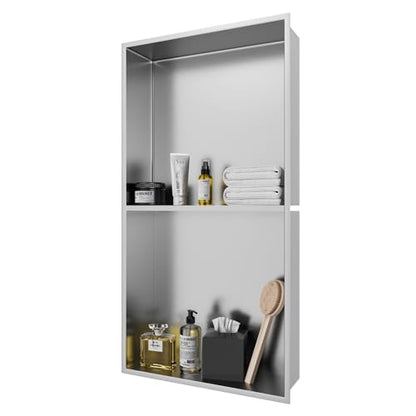 12" x 24" Shower Niche No Tile Needed | 304 Stainless Steel Shower Wall Niche, Recessed Shower Shelf for Shower or Bathroom Storage, Brushed - color: 12"x24" Brushed