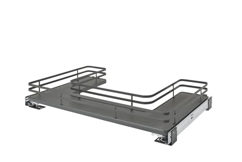 Rev-A-Shelf Solid Surface U-Shape Pullout Organizer for Sink Base Cabinets w/Soft-Close - size: 32.69"W x 21.54"D x 5.07"H