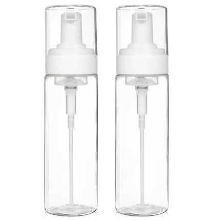 2PCS 200ml/7oz Foam Pump Bottles, Travel Size Foaming Dispenser | Reusable travel foam pump bottles for hand soap, lash cleanser, shampoo & body wash