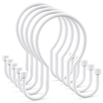 Shower Curtain Hooks, Simple Shower Curtain Rings, Sturdy Shower Curtain Hangers, Double Hook Shower Curtain Hooks, Smooth Gliding Metal Shower Hooks for Shower Curtain (White, 12 Pack) - color: White, size: 12 Pack
