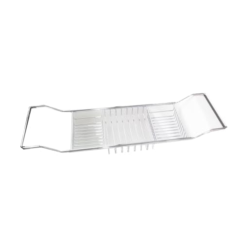 Stainless Steel Expandable Shower Bathtub Tray Over Tub Bath Caddy Expandable Bath Caddy for The Elegant Tub Chrome Polished (Silver) - color: Silver