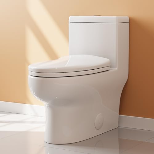 HOROW HR-ST076WD Dual Flush Elongated Toilet with Soft Close Seat, High-Efficiency Supply, Standard Bathroom Toilet 12" Rough-In, White Finish - color: Standard White with Dual Flush, size: 12" rough in