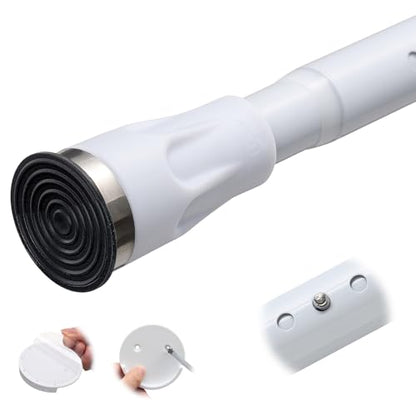 White Tension Curtian rod no drill, 42 to 115 inch Adjustable Heavy Duty black shower curtain rod for Windows bathroom Closet - size: 40-115"
