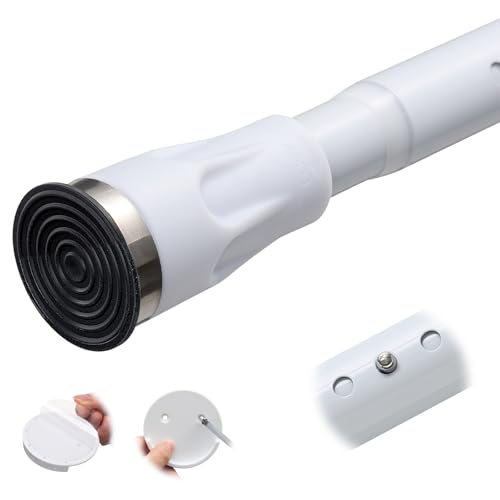 White Tension Curtian rod no drill, 42 to 115 inch Adjustable Heavy Duty black shower curtain rod for Windows bathroom Closet - size: 40-115"