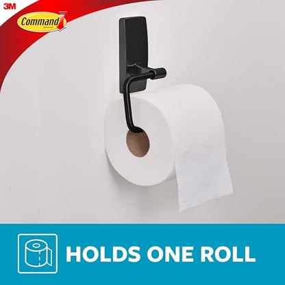 Command Toilet Paper Holder Matte Black with Water Resistant Command Strips, Rust Resistant Bathroom Organizer - color: Black