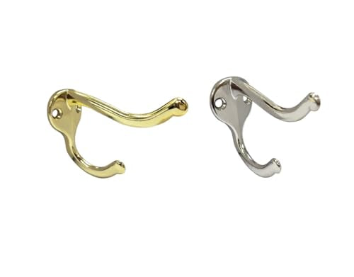 QCAA Coat Hat Hook, Heavy Duty for Wall Hanging, Zinc Die Cast, Brass Plated, Made in Taiwan, 6 Pack - color: Heavy-Brass, size: 6 Pack