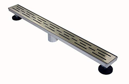 ZA Linear Shower Drain - 40 Inch Brick Pattern - Brushed Stainless Steel - Hair Strainer - Leveling Feet - Threaded Adapter - Sleek and Modern Design - size: 40 inch