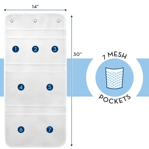 S&T INC. Shower Organizer and Caddy, 2 Pack, 14" x 30", White | Quick-Dry Mesh, 7 Pockets, Shower Caddy and Bathroom Organizer, Hangs on Existing Shower Curtain Hooks, Cruise Essential - color: Clear