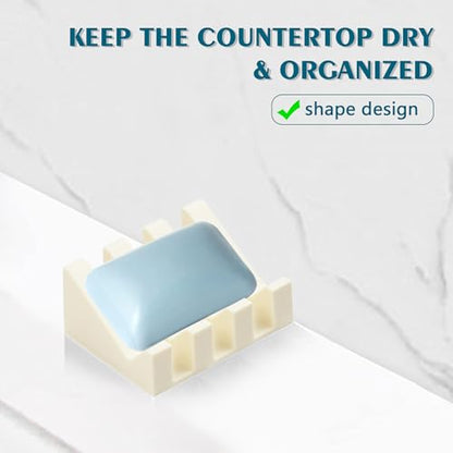 Self Draining Soap Dish Holder,Silicone Soap Dish,for Bathroom,Kitchen, Sponges，Can Extend Soap Life，Keep Soap Bars Dry and Easy Cleaning (Cream White,2-Pack) - color: Cream White,2-pack