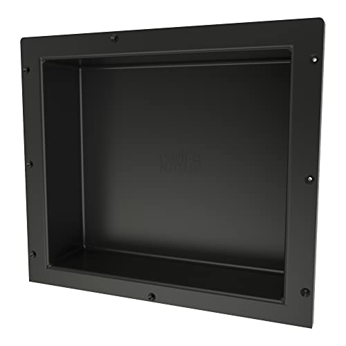 Tile Redi USA Niche Single Recessed Shower Shelf – Black, One Inner Shelf, 16-Inch Width x 14-Inch Height x 4-Inch Depth - size: 14" H x 16" W (1 Shelf)