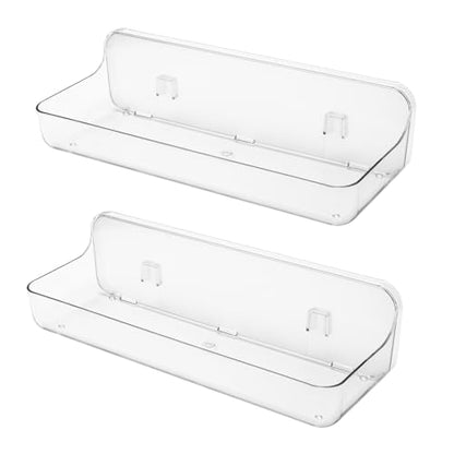 Diesisa Acrylic Wall Mount Organizer, Adhesive Shelves,2Pc Bathroom Shelves | Self Adhesive Shelf, Shower Caddies, No Drilling Hang Wall, Stick on Shelf with 3Pcs Tapes, for Bathroom, Kitchen,Living Room - color: 2pcs-clear