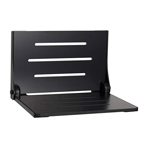Seachrome SHAF-185155-PBS-S-MB High Back Silhouette Folding Wall Mount Shower Bench Seat with Matte Black Frame - color: Matte Black Seat With Matte Black Frame