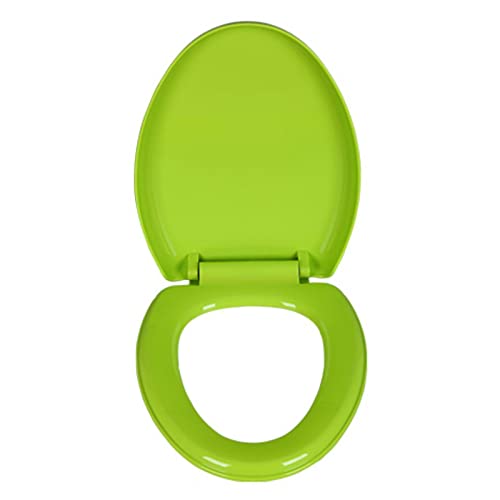 Soft-Close Elongated Toilet Seat with Quick-Release Feature, Easy-Clean Plastic Lid for Residential & Light Commercial Use - color: Green, size: OShape