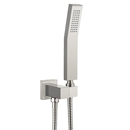 Heyalan Hand-held Shower Head Set-SUS304 Handheld Shower, Brushed Nickel | SUS304 stainless steel wand, curved-style design, single rain spray, 59-inch long hose and standard 1/2-inch connection - color: Brushed Nickel, style: Curved Style