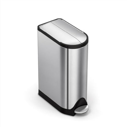 simplehuman 18 Liter / 4.8 Gallon Butterfly Lid Kitchen Step Trash Can, Brushed Stainless Steel - size: 18 liter Brushed